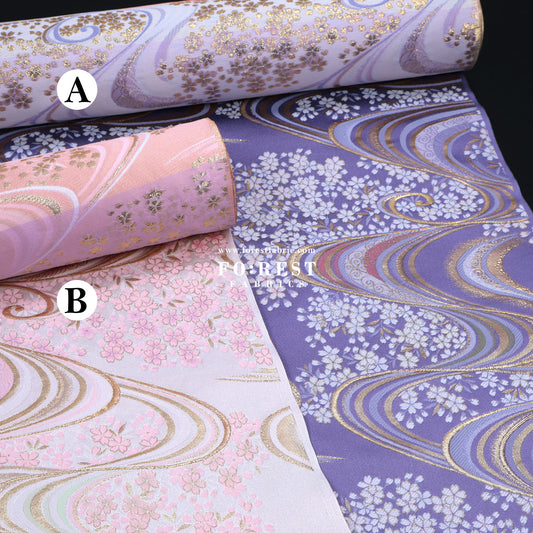 Gold Brocade - Sakura river fabric Purple