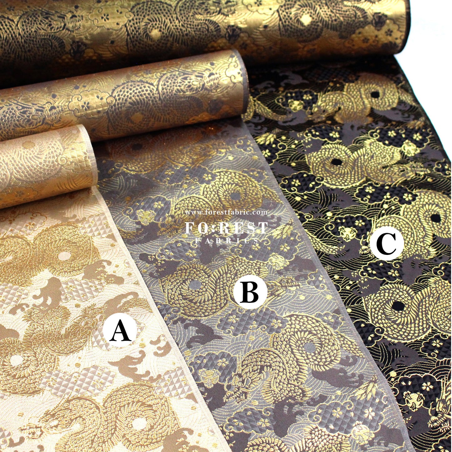 Gold Brocade - 火闘龍dragon fabric