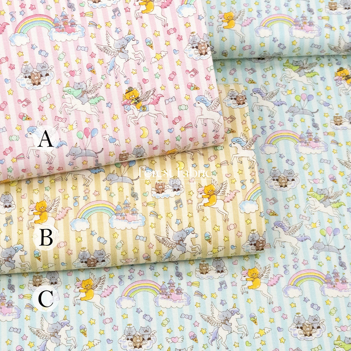 Canvas - Kittens & Unicorns fabric