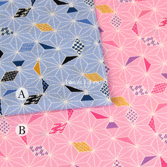 Seersucker cotton  - Geometry of Mount Fuji fabric 泡泡棉