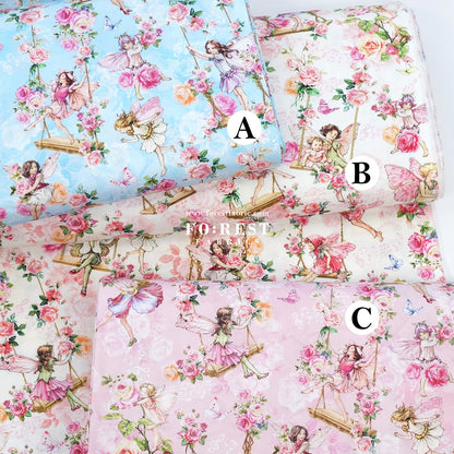 cotton - Garden Swings Flower Fairies fabric