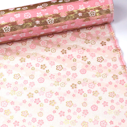 Gold Brocade - sakura fabric Pink