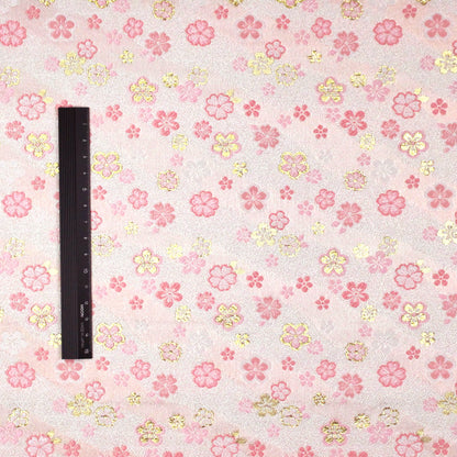 Gold Brocade - sakura fabric Pink