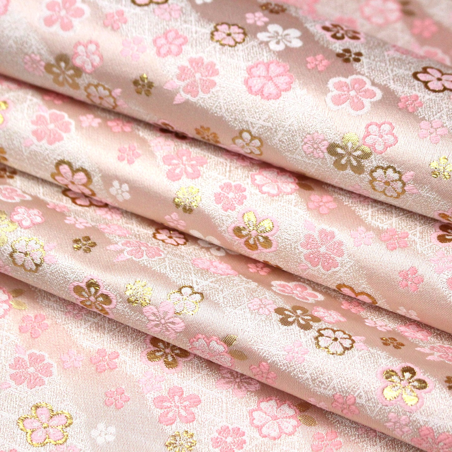 Gold Brocade - sakura fabric Pink