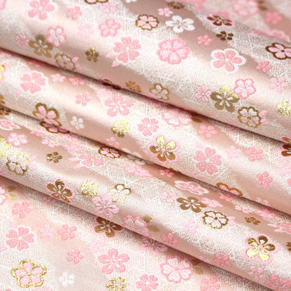 Gold Brocade - sakura fabric Pink