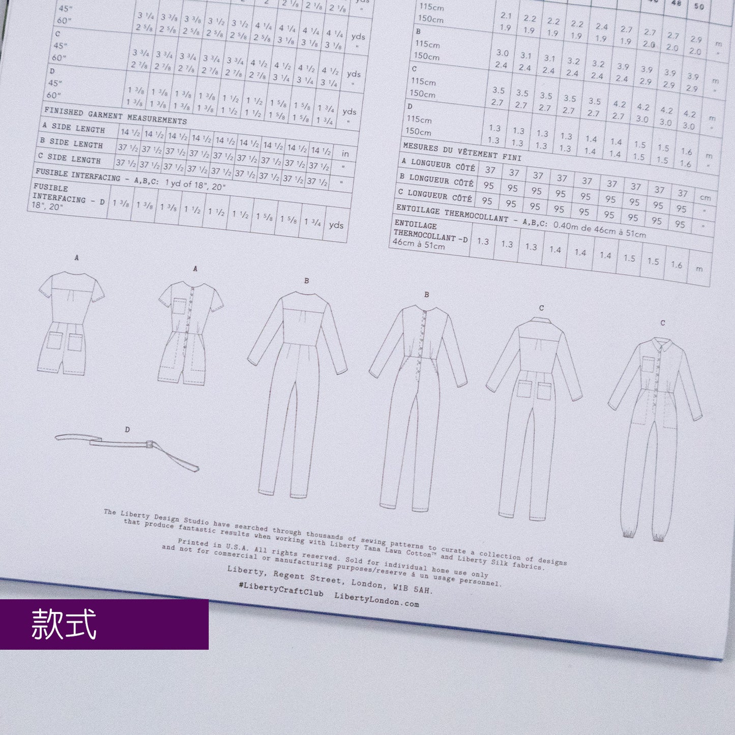 Zadie Boiler Suit Ladies Set - Liberty Paper pattern