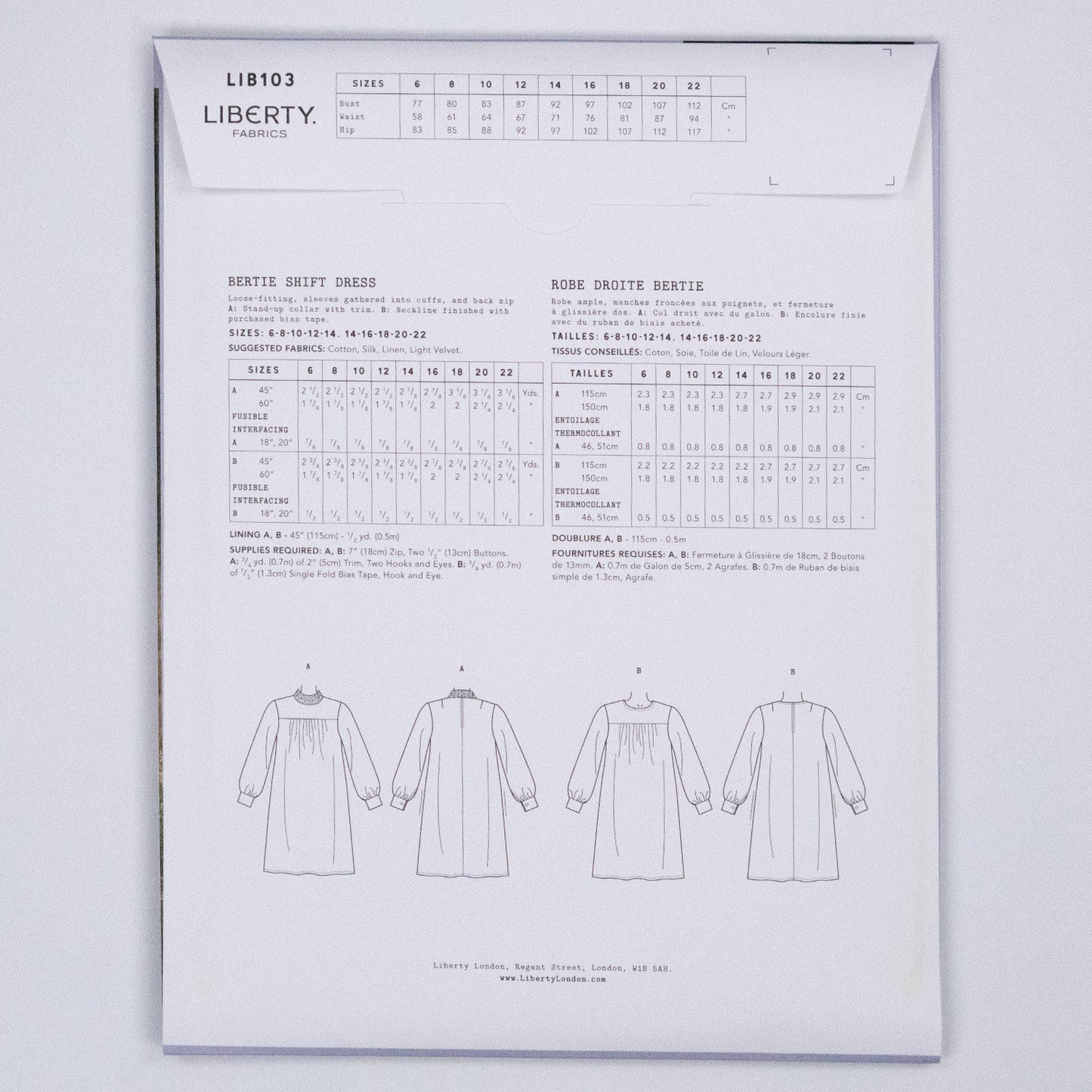 Bertie Shift Dress Ladies Set - Liberty Paper pattern
