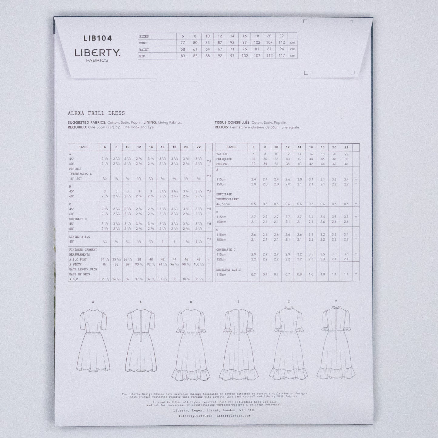 Alexa Frill Dress Ladies Set - Liberty Paper pattern