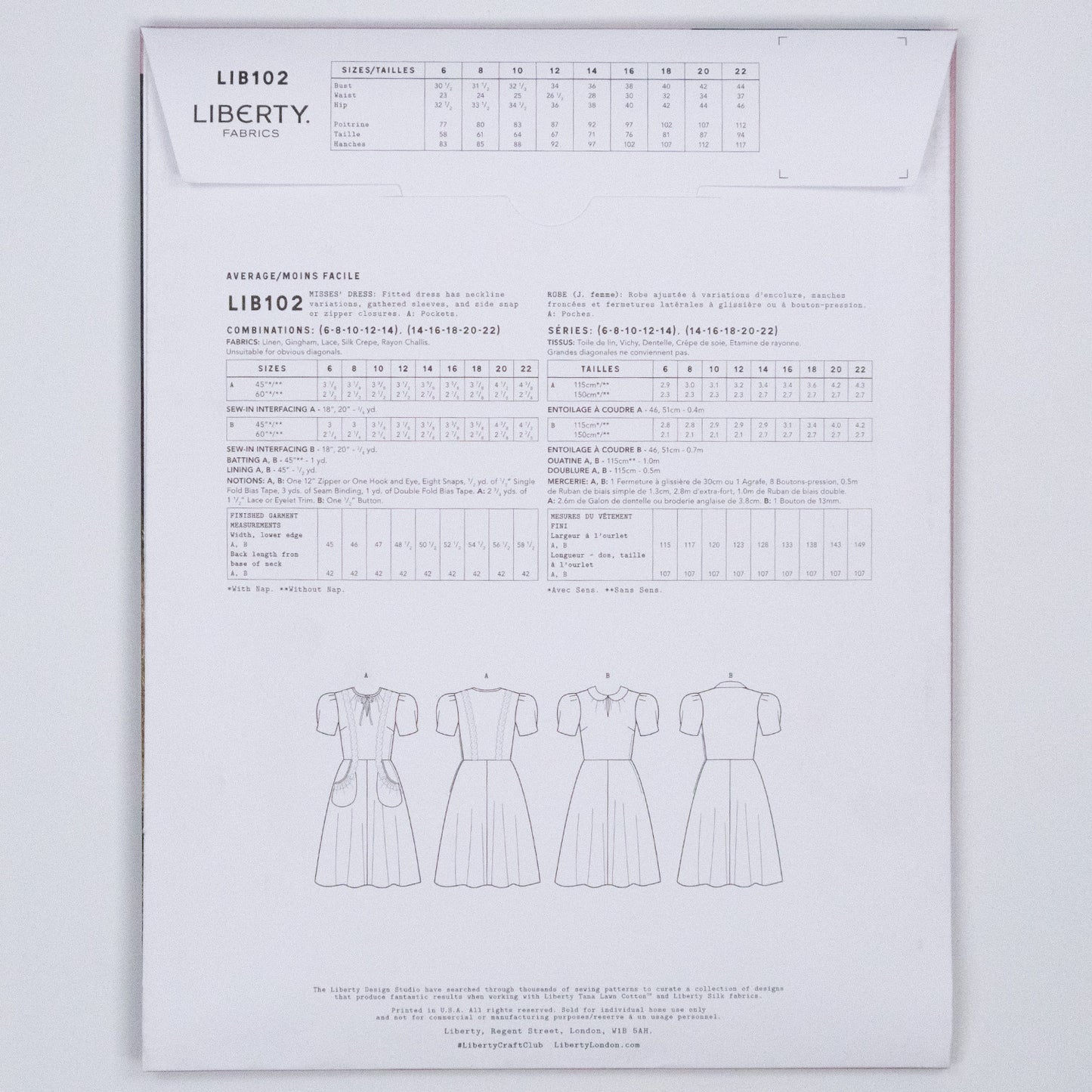Bella Tea Dress Ladies Set - Liberty Paper pattern