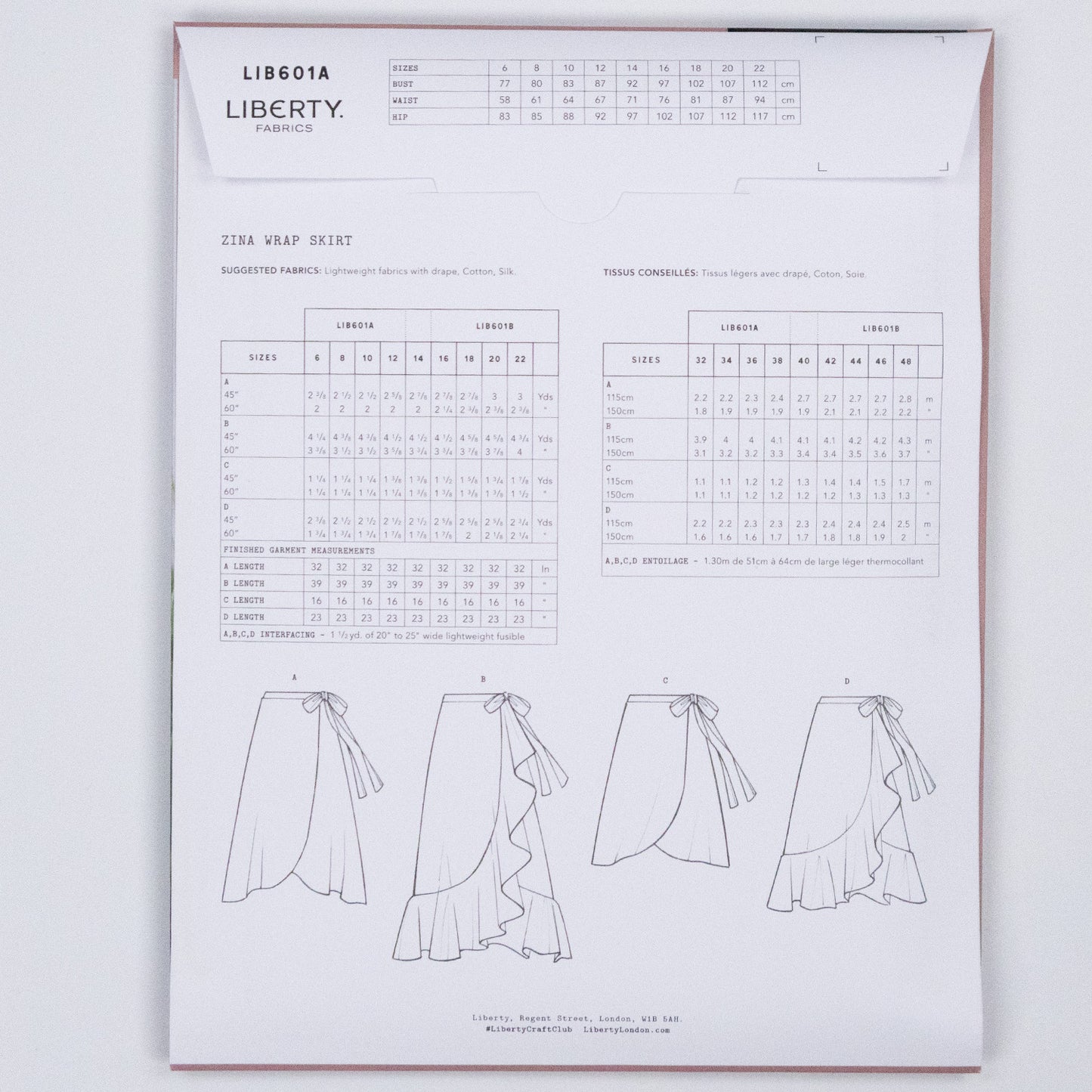 Zina Wrap Skirt Ladies Set - Liberty Paper pattern