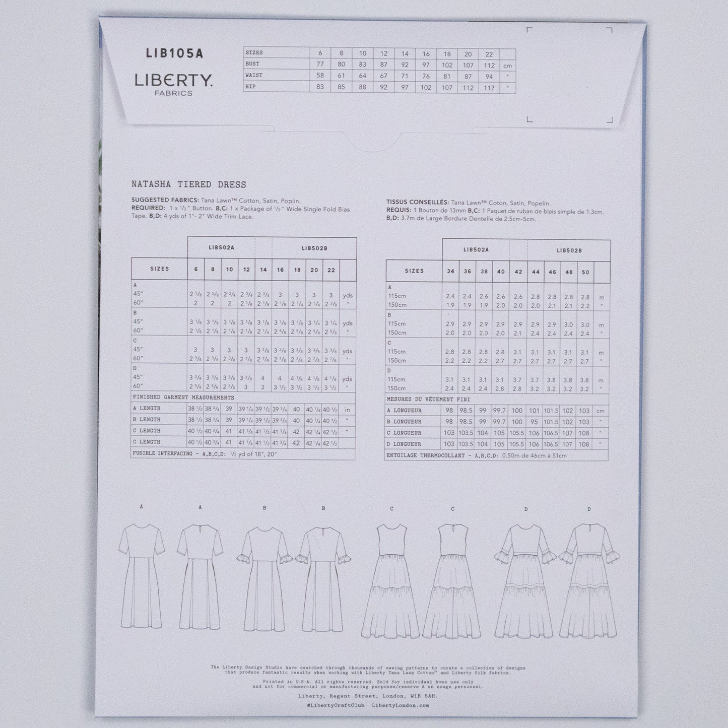 Natasha Tiered Dress Ladies Set - Liberty Paper pattern