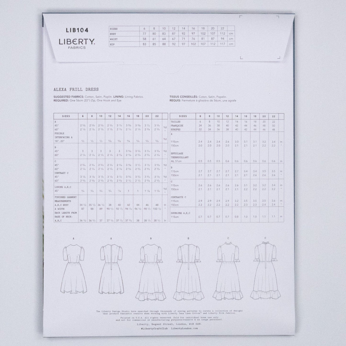 Alexa Frill Dress Ladies Set - Liberty Paper pattern - FO:REST Fabric 布恩堂Liberty fabrictana lawnjapanese fabricykk zipper