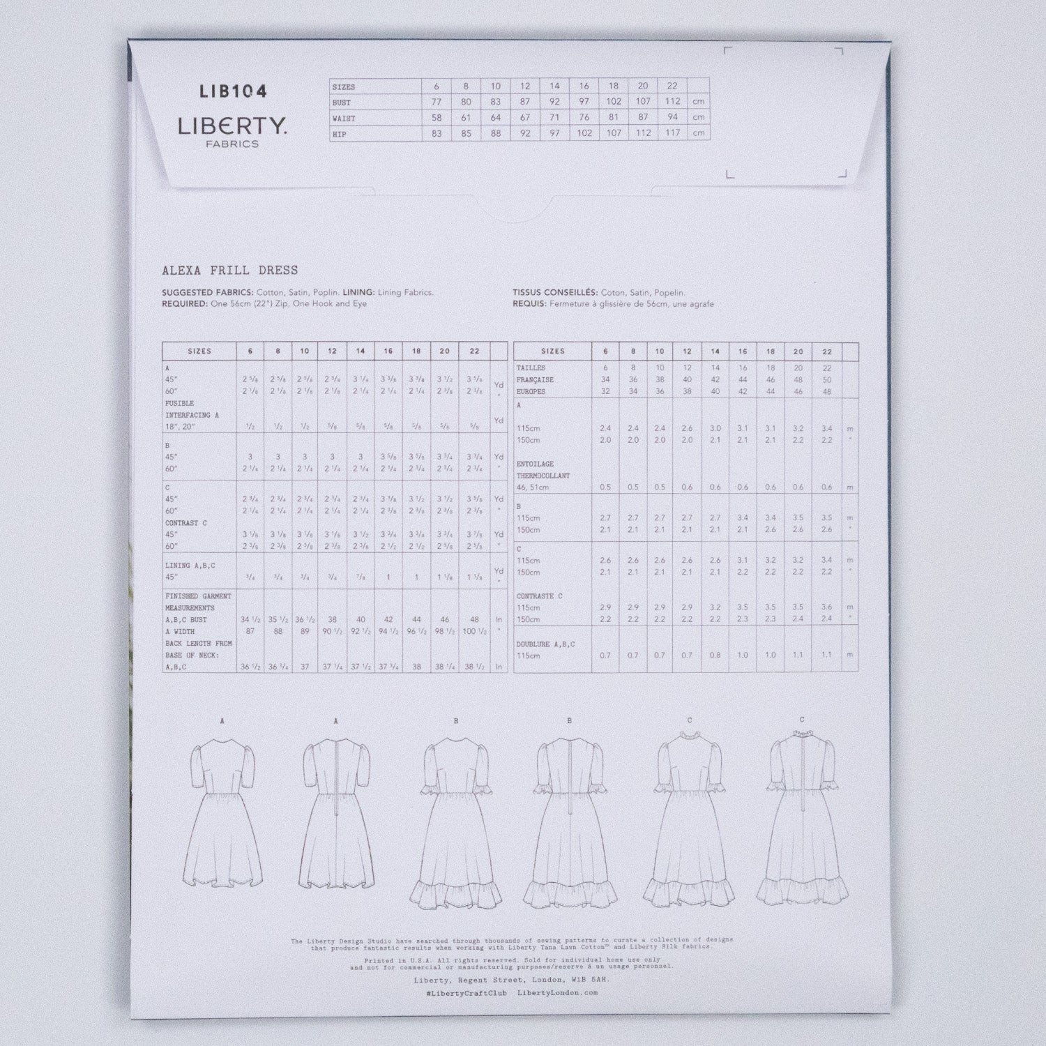 Alexa Frill Dress Ladies Set - Liberty Paper pattern - FO:REST Fabric 布恩堂Liberty fabrictana lawnjapanese fabricykk zipper