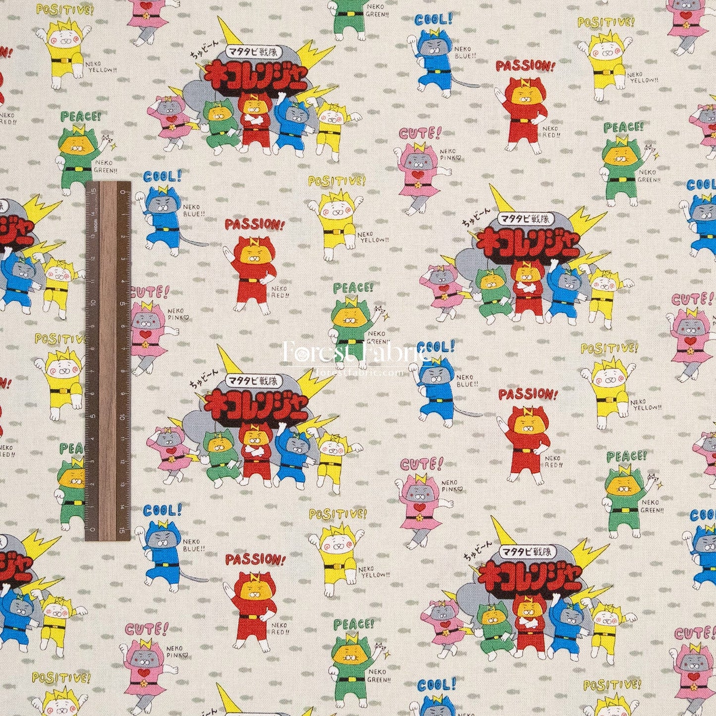 Canvas - Chonky Neko Warriors fabric - FO:REST Fabric 布恩堂Liberty fabrictana lawnjapanese fabricykk zipper