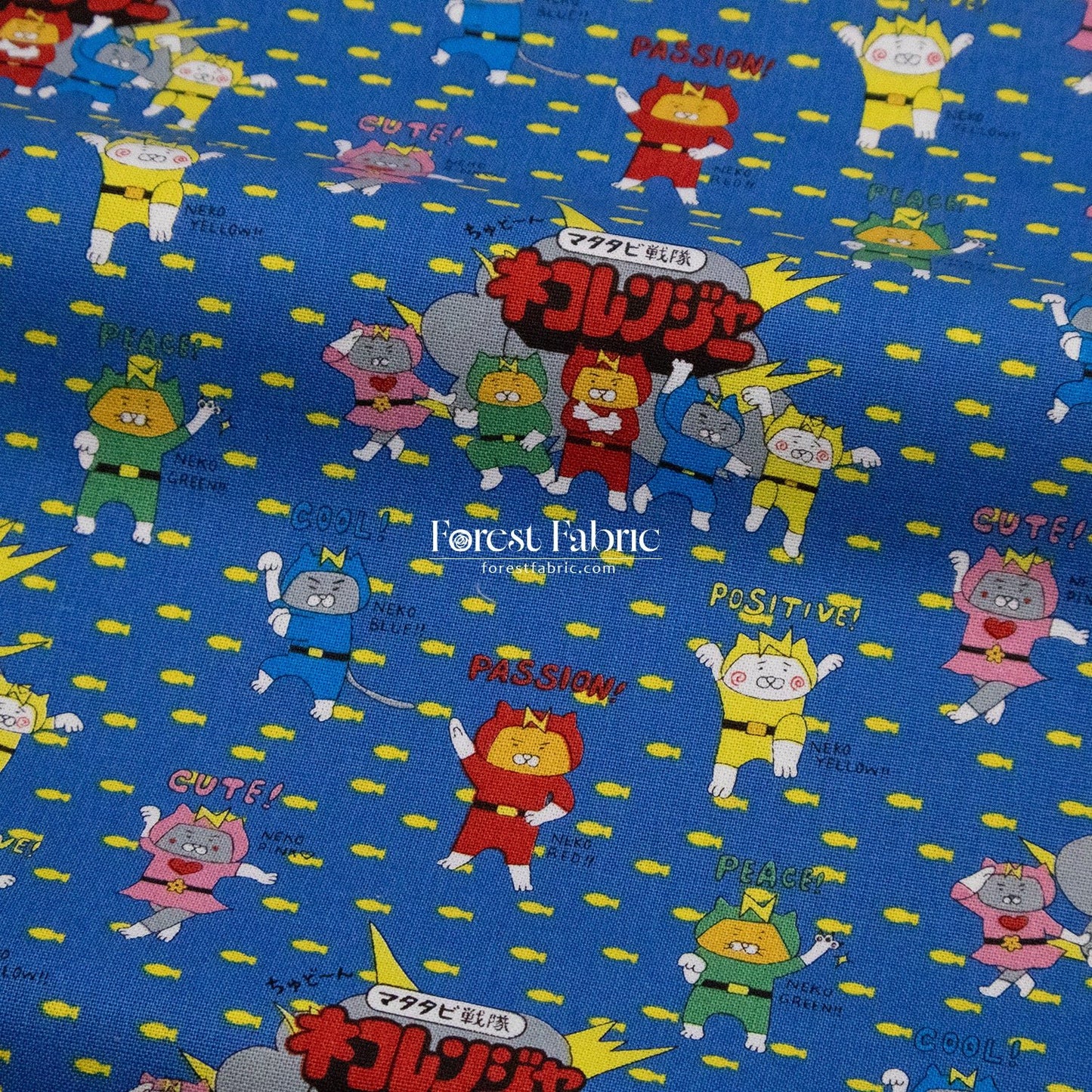Canvas - Chonky Neko Warriors fabric - FO:REST Fabric 布恩堂Liberty fabrictana lawnjapanese fabricykk zipper