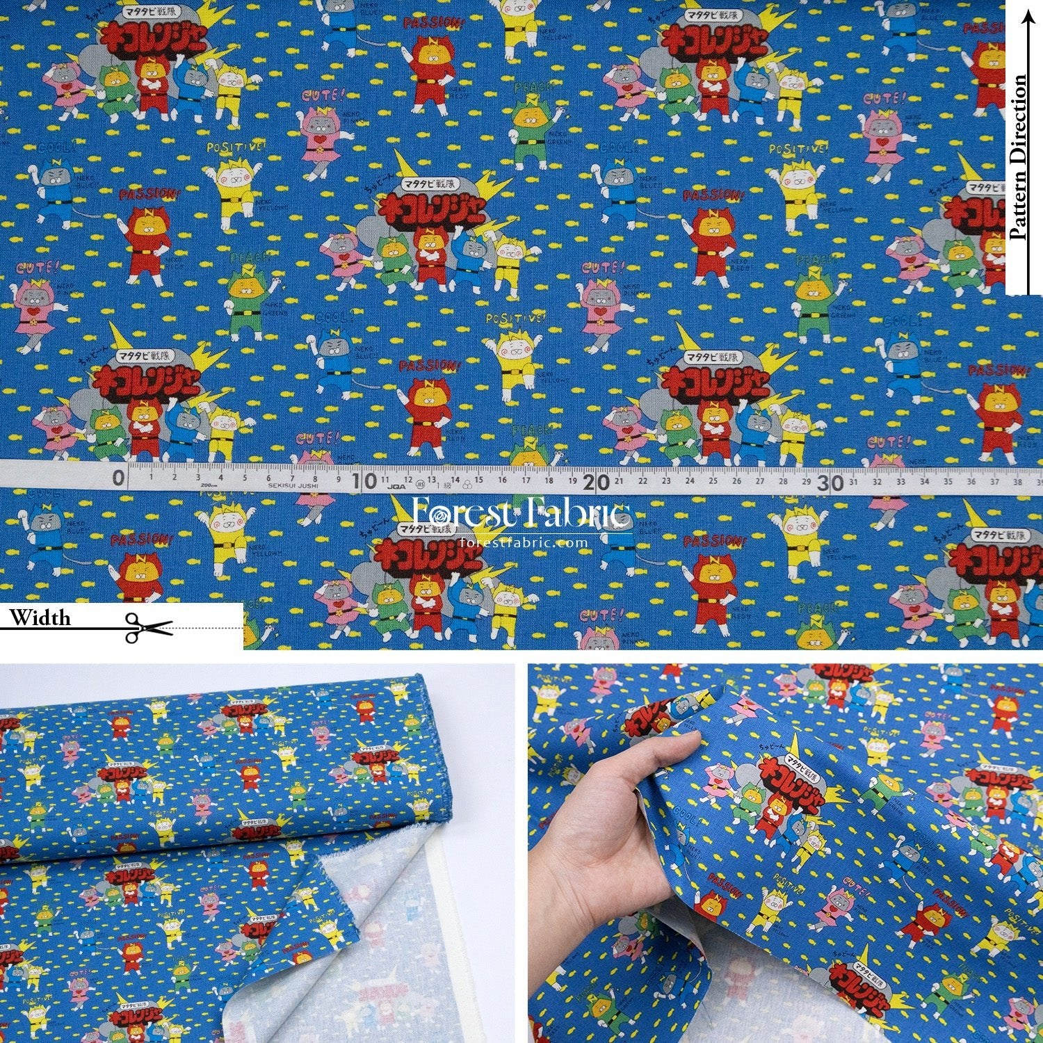 Canvas - Chonky Neko Warriors fabric - FO:REST Fabric 布恩堂Liberty fabrictana lawnjapanese fabricykk zipper