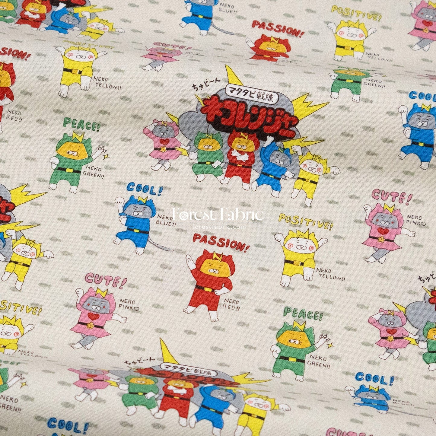 Canvas - Chonky Neko Warriors fabric - FO:REST Fabric 布恩堂Liberty fabrictana lawnjapanese fabricykk zipper