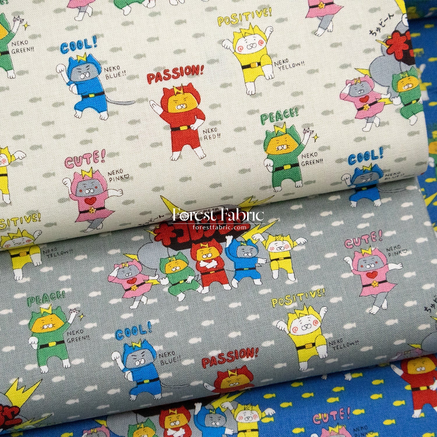 Canvas - Chonky Neko Warriors fabric - FO:REST Fabric 布恩堂Liberty fabrictana lawnjapanese fabricykk zipper
