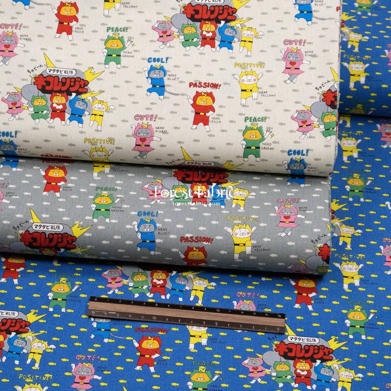 Canvas - Chonky Neko Warriors fabric - FO:REST Fabric 布恩堂Liberty fabrictana lawnjapanese fabricykk zipper