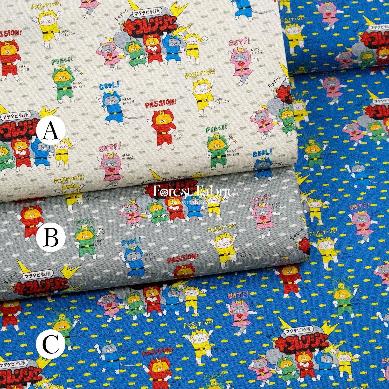 Canvas - Chonky Neko Warriors fabric - FO:REST Fabric 布恩堂Liberty fabrictana lawnjapanese fabricykk zipper