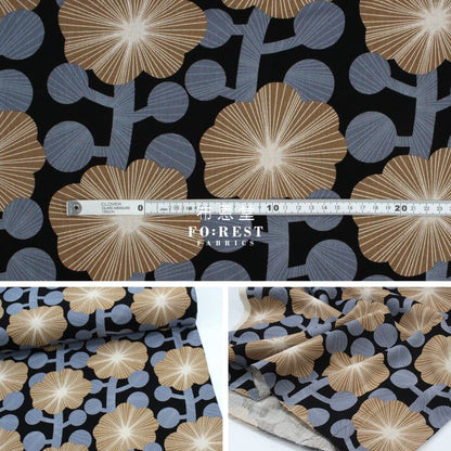 Canvas - diagonal flower fabric Black - FO:REST Fabric 布恩堂Liberty fabrictana lawnjapanese fabricykk zipper