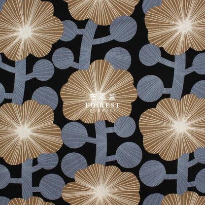 Canvas - diagonal flower fabric Black - FO:REST Fabric 布恩堂Liberty fabrictana lawnjapanese fabricykk zipper