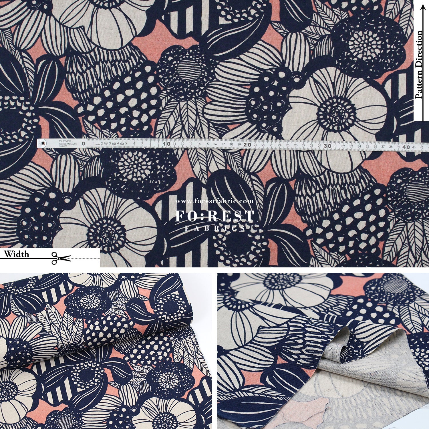 Canvas - Flower fabric Pink - FO:REST Fabric 布恩堂Liberty fabrictana lawnjapanese fabricykk zipper