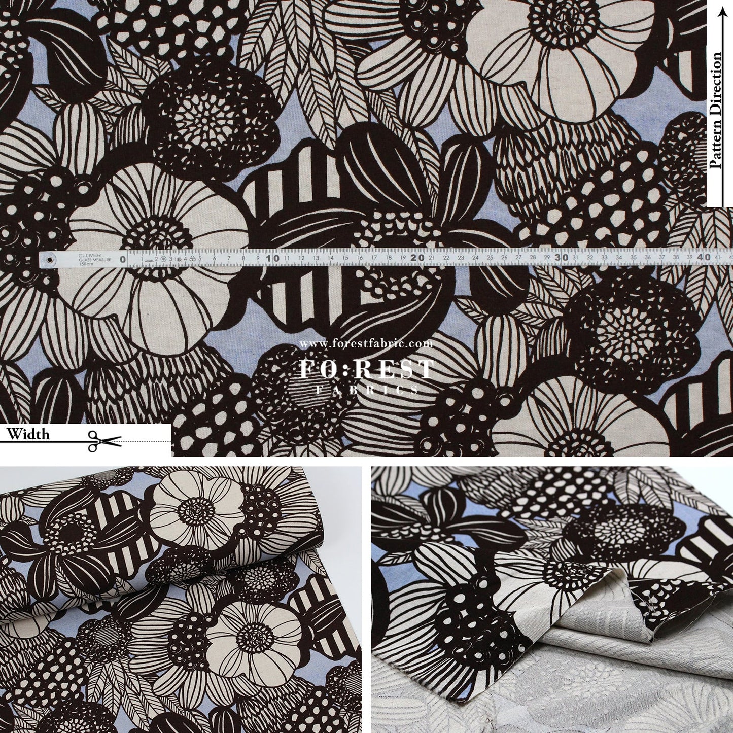 Canvas - Flower fabric PurpleBlue - FO:REST Fabric 布恩堂Liberty fabrictana lawnjapanese fabricykk zipper