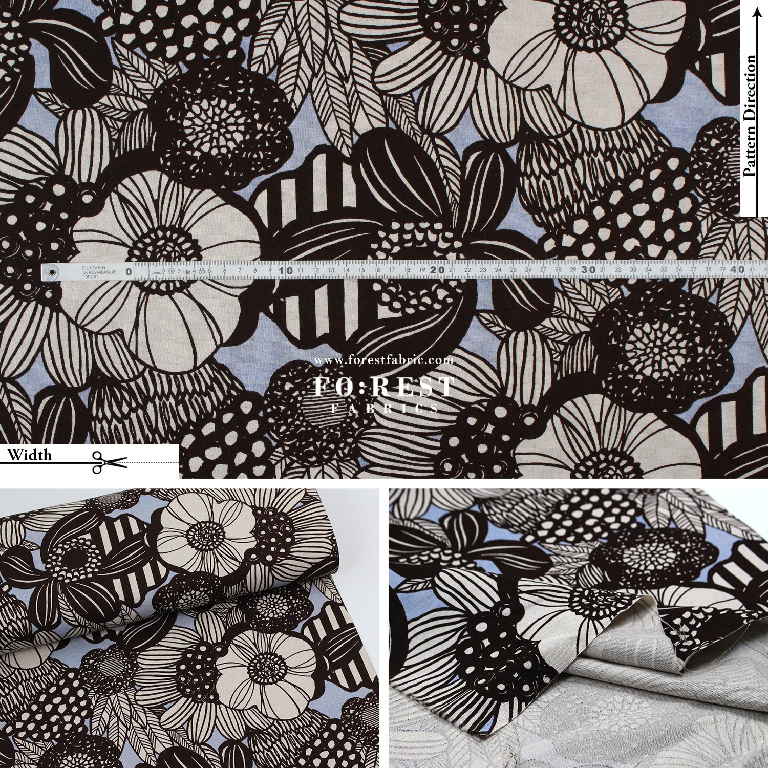 Canvas - Flower fabric PurpleBlue - FO:REST Fabric 布恩堂Liberty fabrictana lawnjapanese fabricykk zipper