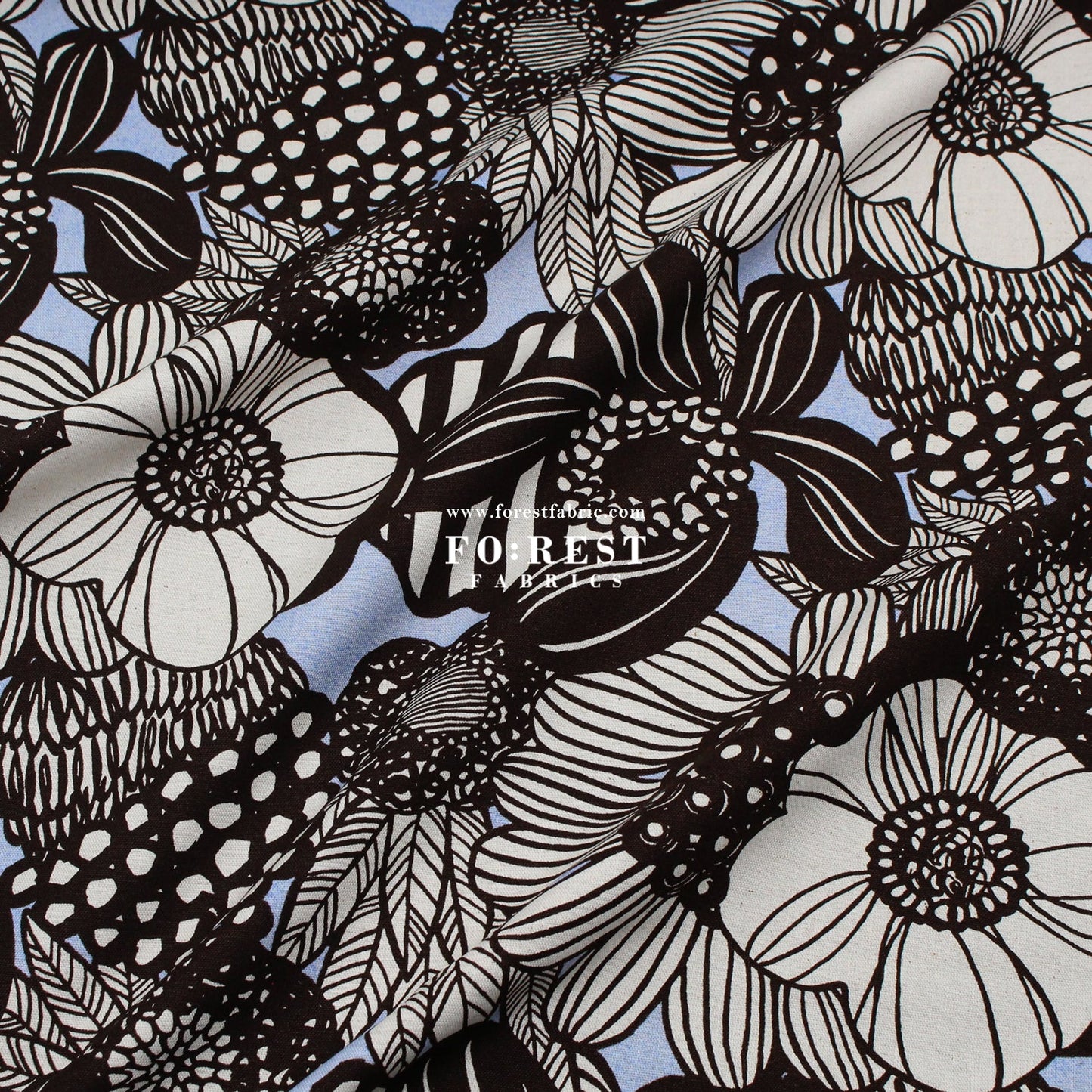 Canvas - Flower fabric PurpleBlue - FO:REST Fabric 布恩堂Liberty fabrictana lawnjapanese fabricykk zipper