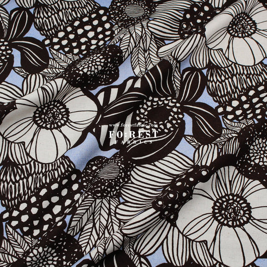 Canvas - Flower fabric PurpleBlue - FO:REST Fabric 布恩堂Liberty fabrictana lawnjapanese fabricykk zipper