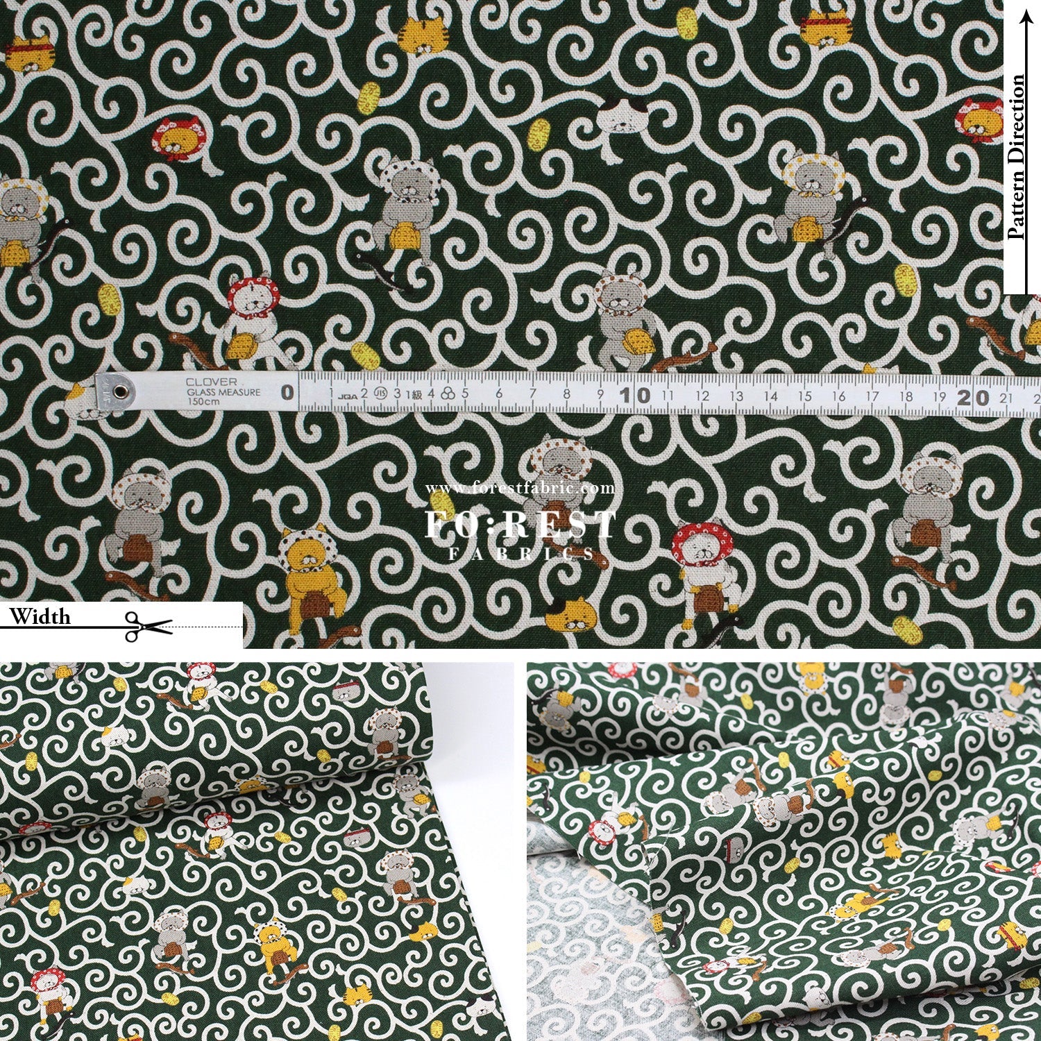Canvas - Karakusa Cats fabric - FO:REST Fabric 布恩堂Liberty fabrictana lawnjapanese fabricykk zipper