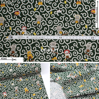 Canvas - Karakusa Cats fabric - FO:REST Fabric 布恩堂Liberty fabrictana lawnjapanese fabricykk zipper