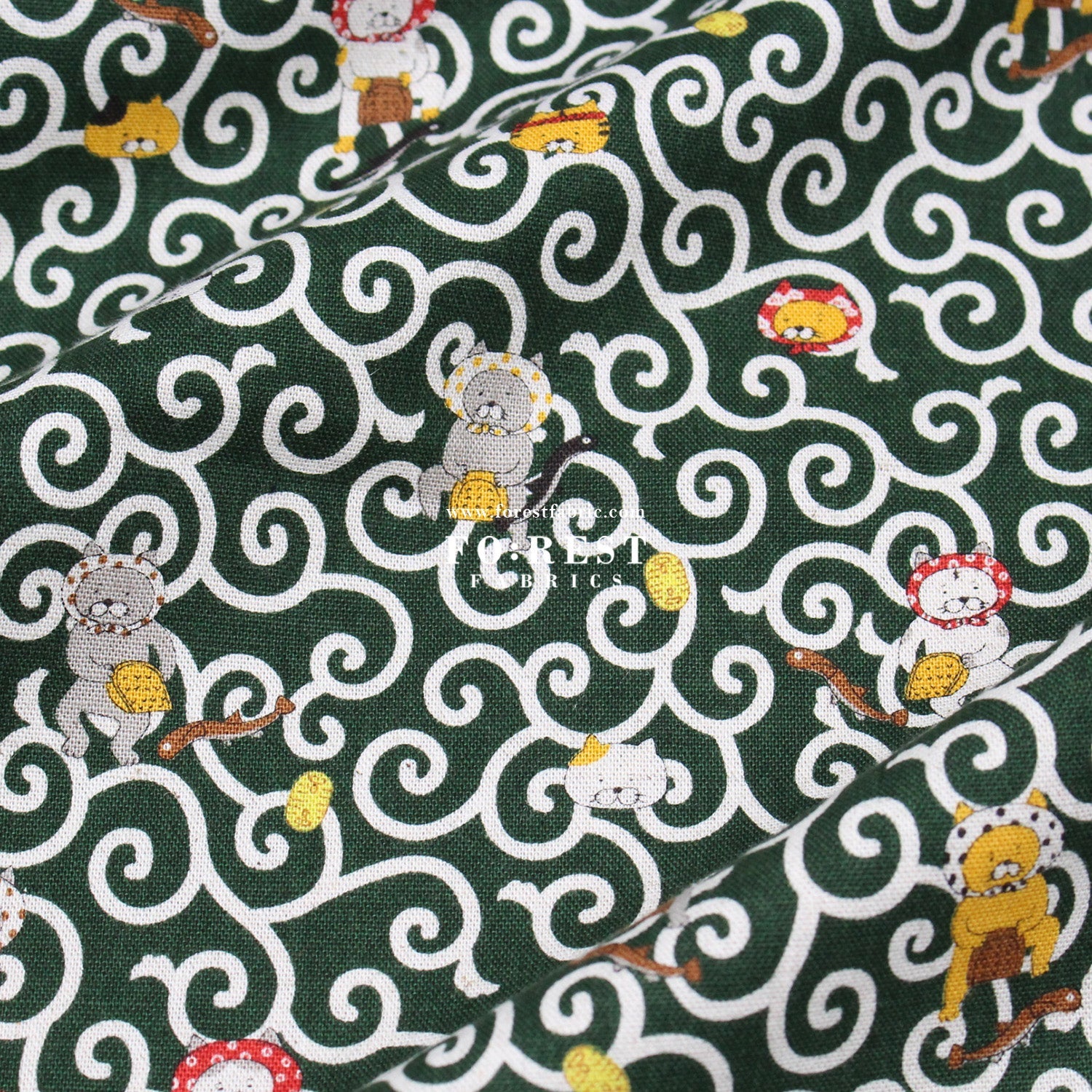 Canvas - Karakusa Cats fabric - FO:REST Fabric 布恩堂Liberty fabrictana lawnjapanese fabricykk zipper
