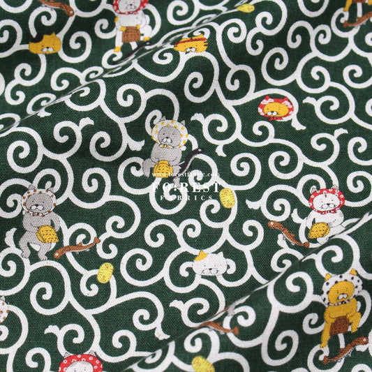 Canvas - Karakusa Cats fabric - FO:REST Fabric 布恩堂Liberty fabrictana lawnjapanese fabricykk zipper