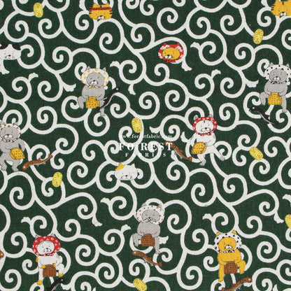 Canvas - Karakusa Cats fabric - FO:REST Fabric 布恩堂Liberty fabrictana lawnjapanese fabricykk zipper
