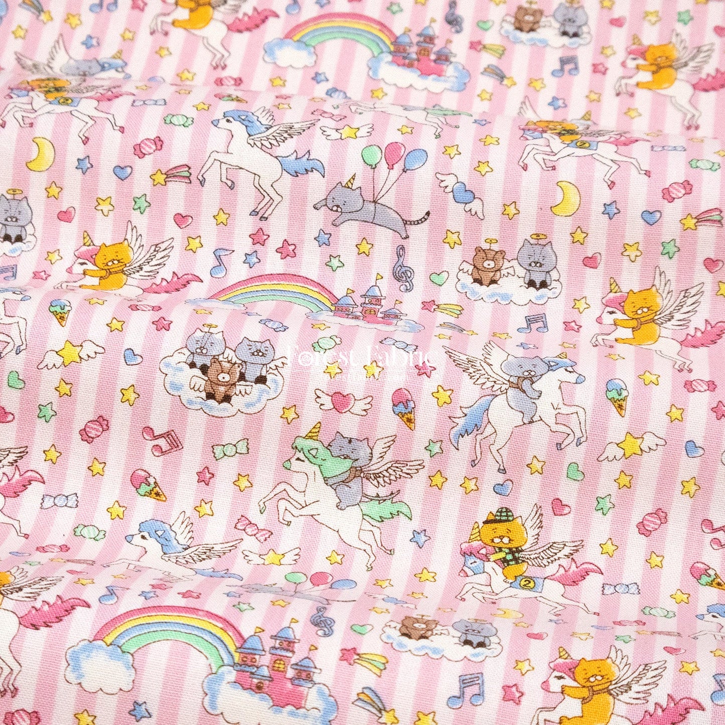Canvas - Kittens & Unicorns fabric - FO:REST Fabric 布恩堂Liberty fabrictana lawnjapanese fabricykk zipper
