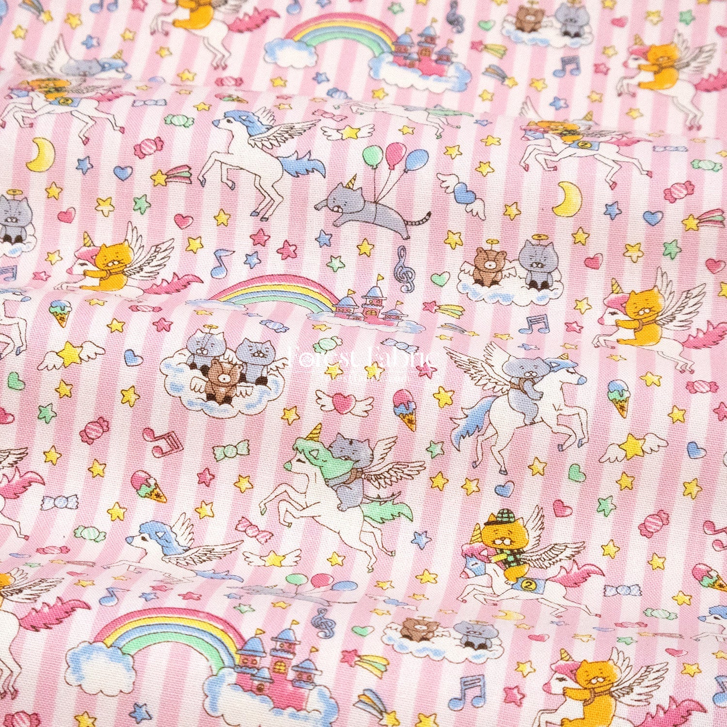 Canvas - Kittens & Unicorns fabric - FO:REST Fabric 布恩堂Liberty fabrictana lawnjapanese fabricykk zipper