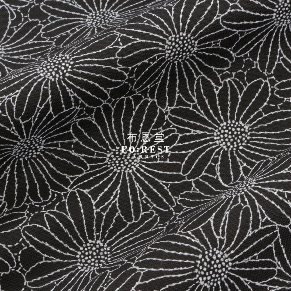 Canvas - Lacquer print flowers fabric Black - FO:REST Fabric 布恩堂Liberty fabrictana lawnjapanese fabricykk zipper