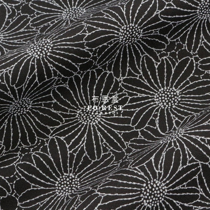 Canvas - Lacquer print flowers fabric Black - FO:REST Fabric 布恩堂Liberty fabrictana lawnjapanese fabricykk zipper