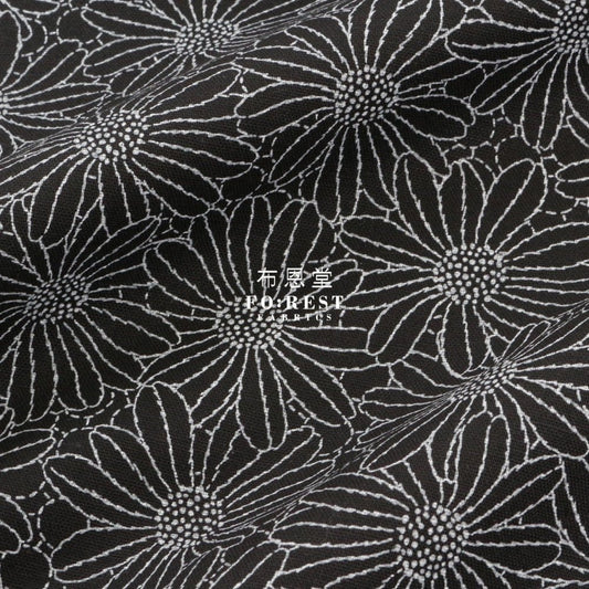 Canvas - Lacquer print flowers fabric Black - FO:REST Fabric 布恩堂Liberty fabrictana lawnjapanese fabricykk zipper