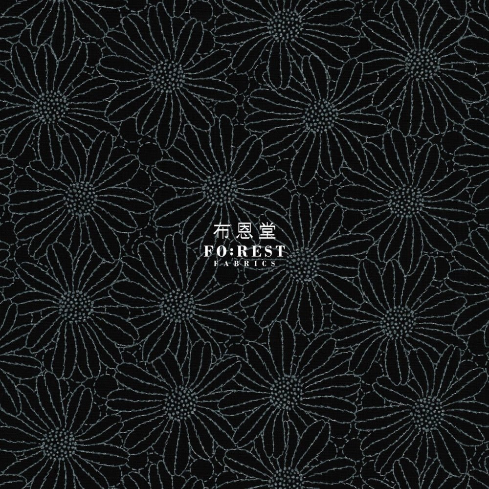 Canvas - Lacquer print flowers fabric Black - FO:REST Fabric 布恩堂Liberty fabrictana lawnjapanese fabricykk zipper