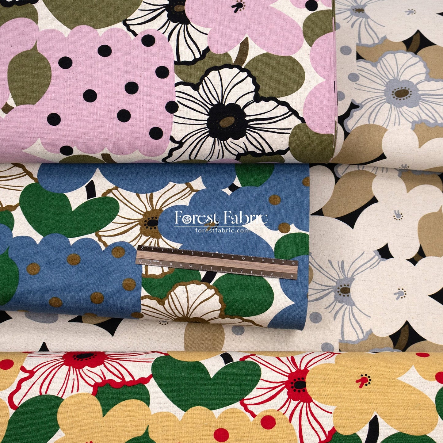Canvas - Marche flower fabric - FO:REST Fabric 布恩堂Liberty fabrictana lawnjapanese fabricykk zipper