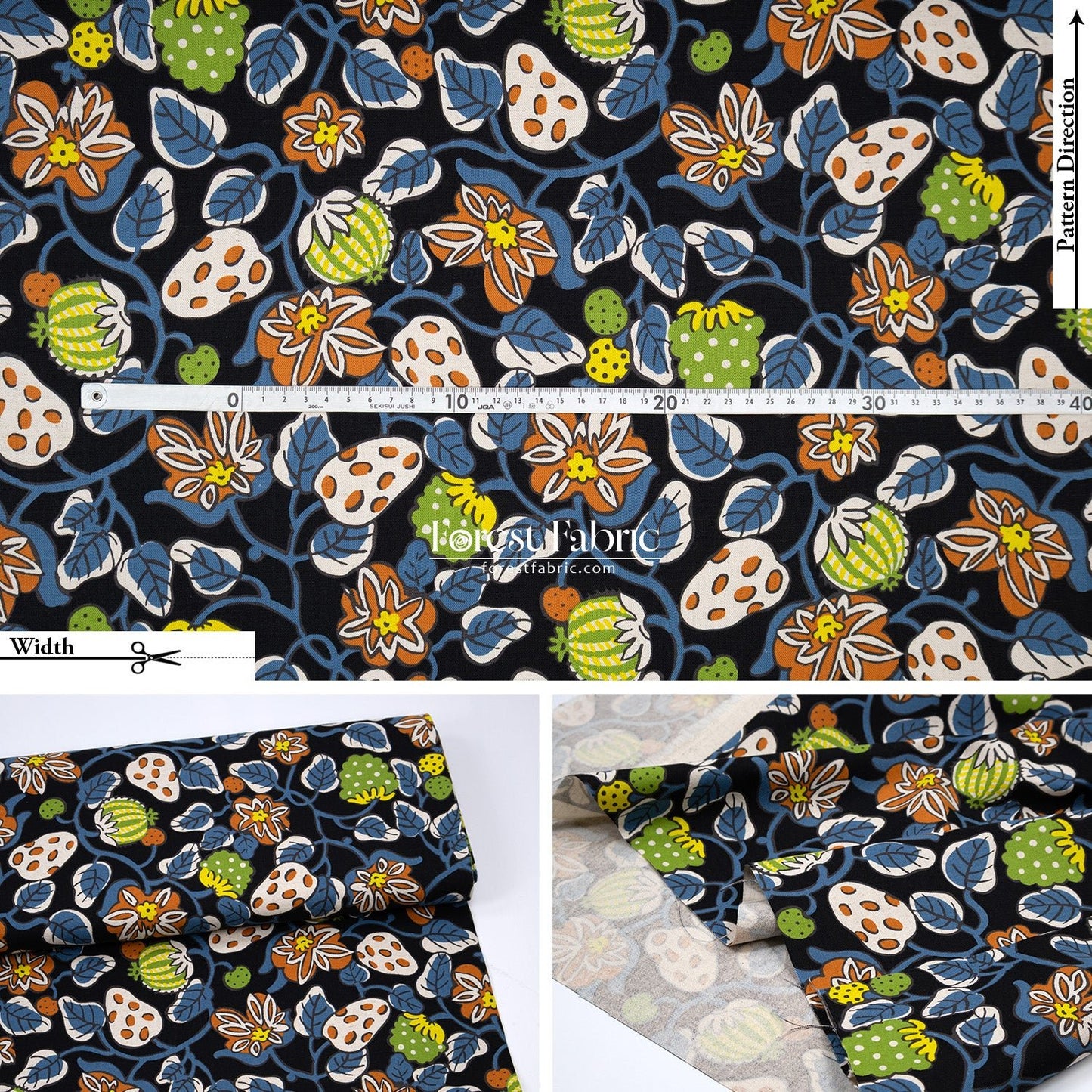 Canvas - Midnight Garden flower fabric - FO:REST Fabric 布恩堂Liberty fabrictana lawnjapanese fabricykk zipper