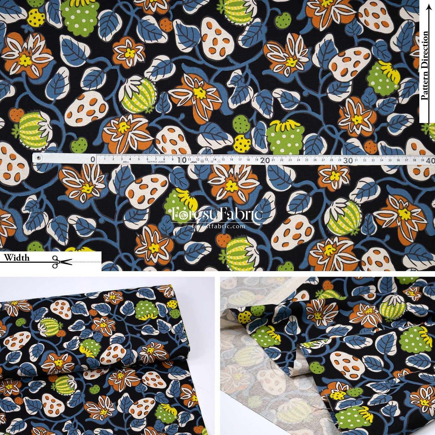 Canvas - Midnight Garden flower fabric - FO:REST Fabric 布恩堂Liberty fabrictana lawnjapanese fabricykk zipper