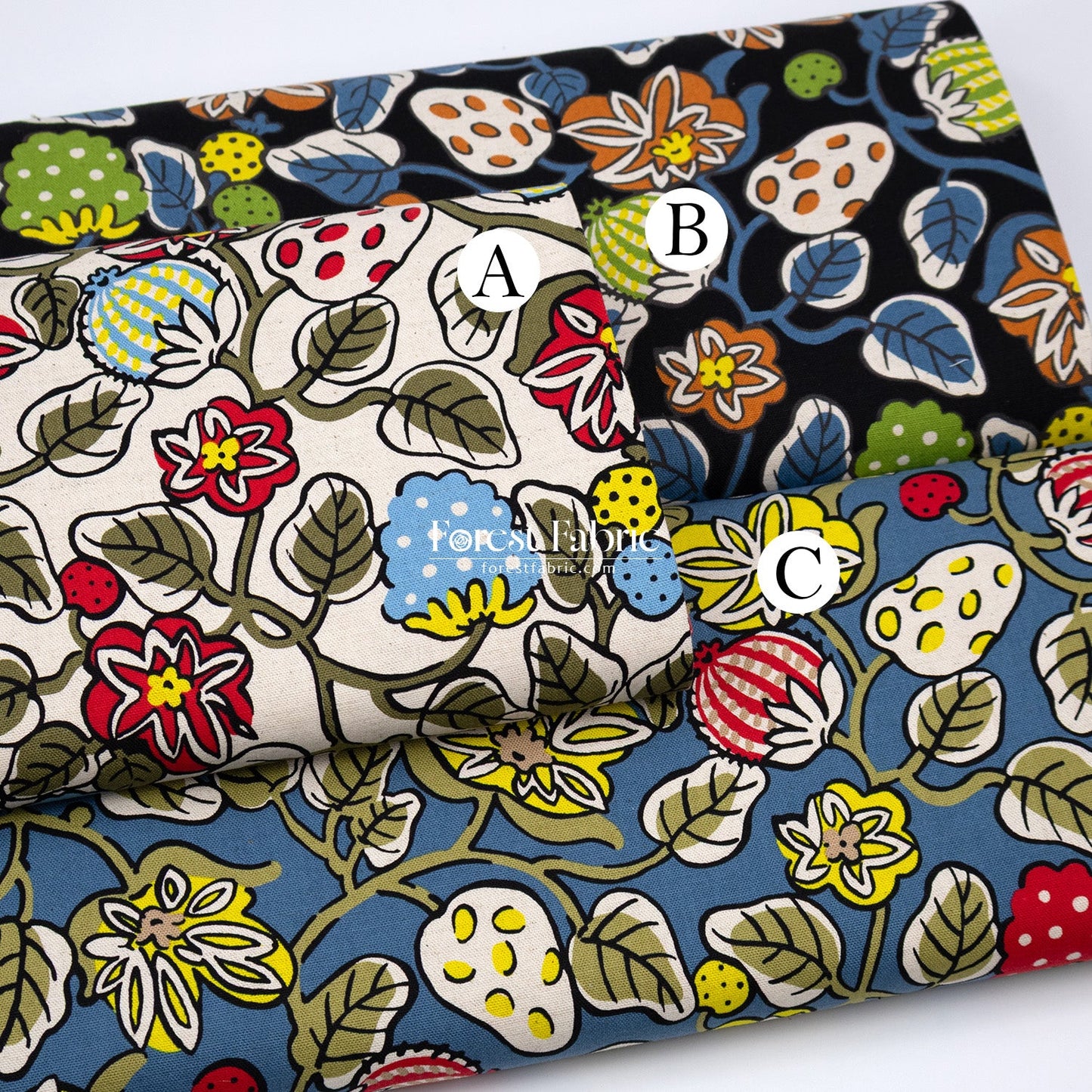 Canvas - Midnight Garden flower fabric - FO:REST Fabric 布恩堂Liberty fabrictana lawnjapanese fabricykk zipper