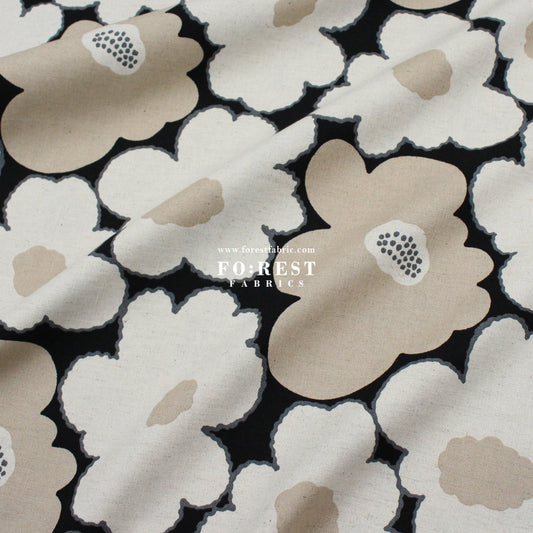 Canvas - Momoka Flower fabric Black - FO:REST Fabric 布恩堂Liberty fabrictana lawnjapanese fabricykk zipper
