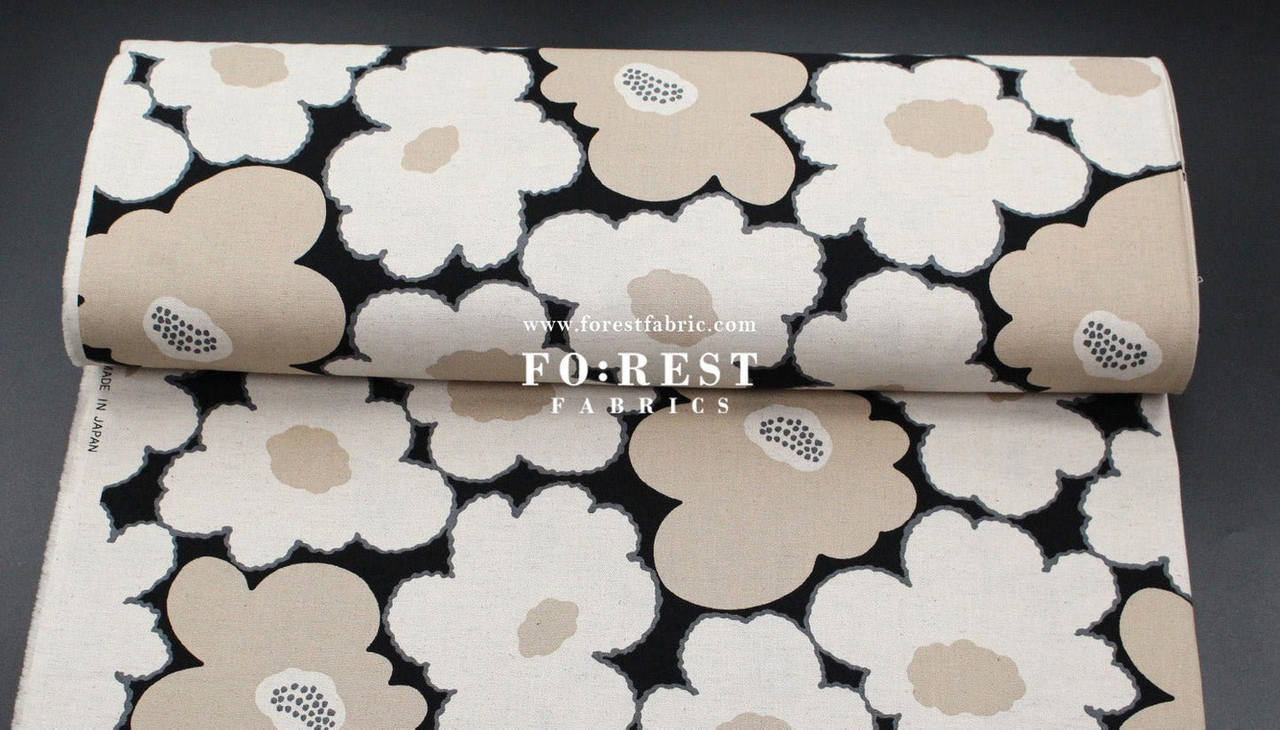 Canvas - Momoka Flower fabric Black - FO:REST Fabric 布恩堂Liberty fabrictana lawnjapanese fabricykk zipper