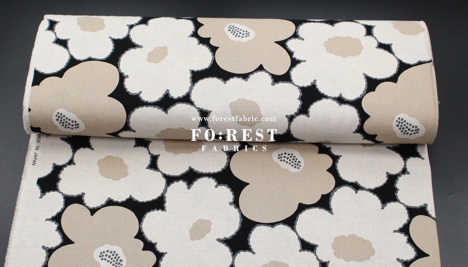 Canvas - Momoka Flower fabric Black - FO:REST Fabric 布恩堂Liberty fabrictana lawnjapanese fabricykk zipper