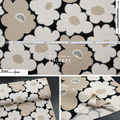 Canvas - Momoka Flower fabric Black - FO:REST Fabric 布恩堂Liberty fabrictana lawnjapanese fabricykk zipper